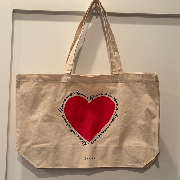 Sezane Handbags - Brand new Sezane Tote Bag with Red Heart